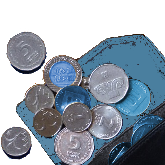 ארנק של כסף בצבע כחול ולבן